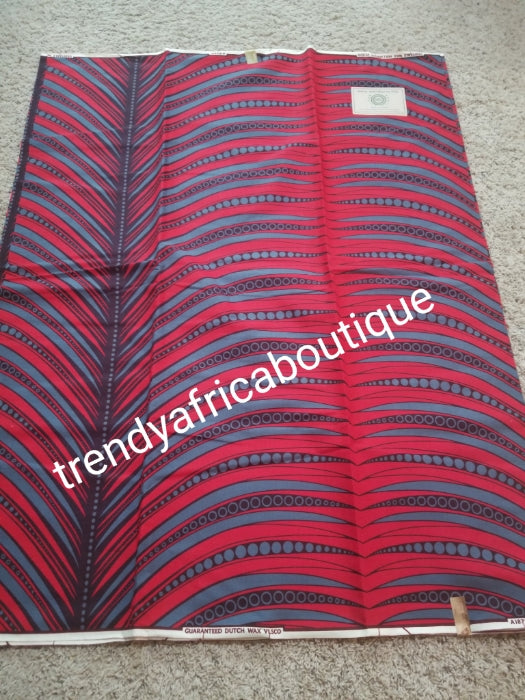 Guaranteed veritable African wax print fabric. 100% cotton Ankara print for making African party outfit for men and women. Sold per 6yds and price is for. Red/Gray