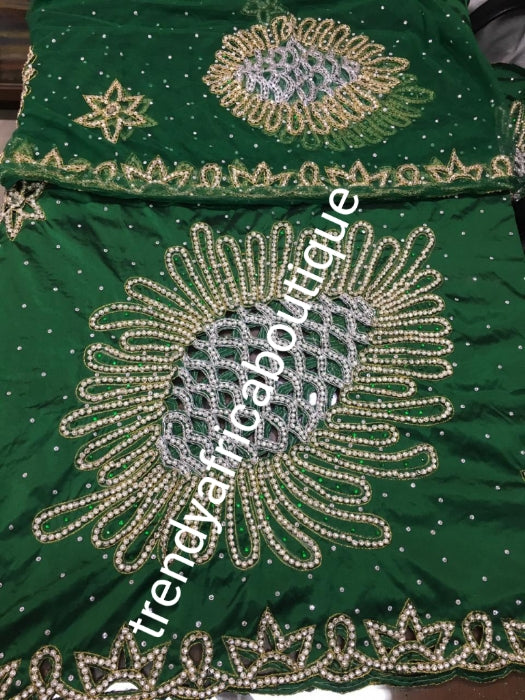 Ready to ship: emerald Green VIP hand beaded and stoned Nigerian tradi ...