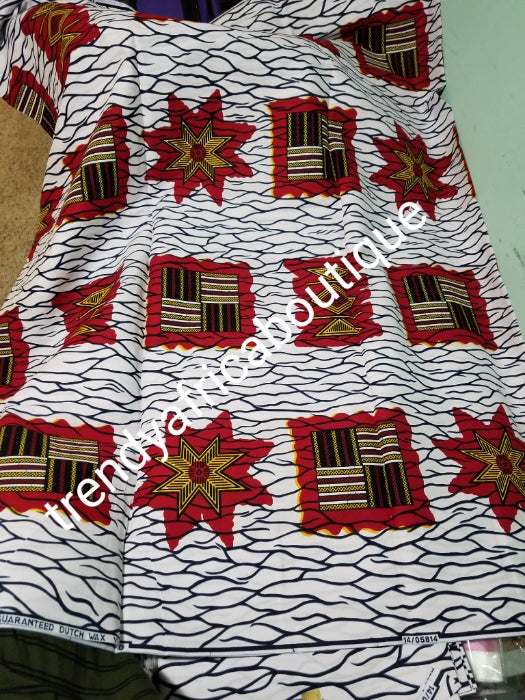 Quality Guarantee African Veritable 100% cotton wax print fabric. Soft texture with beautiful design. African print Sold per 6yards in lenght. Price is for 6yds.