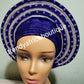 Royal blue/silver embellished with beads auto-gele. Wahala free gele aleeady made for you. One piece with adjustment for proper fit at the back. Original quality from Nigeria.