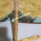 Gold, Nigerian hand made Feather hand fan. Custom made, front/back same design. Large size fluffy feather fan Nigerian Bridal-accessories design with flower stoned  petal, long multicolored handle with tassles. Nigerian Celebrant  accessories