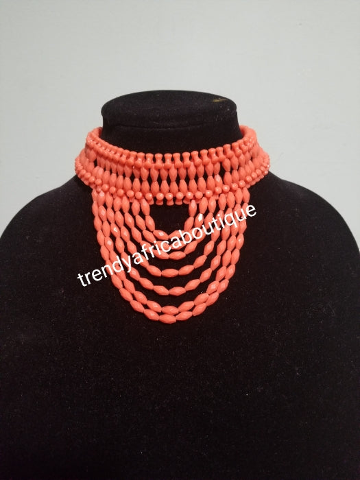 Bridal-accessories for Nigerian Traditional wedding ceremony. Coral necklace beads for Bride traditional wedding,  Edo/Bini Traditional wedding.