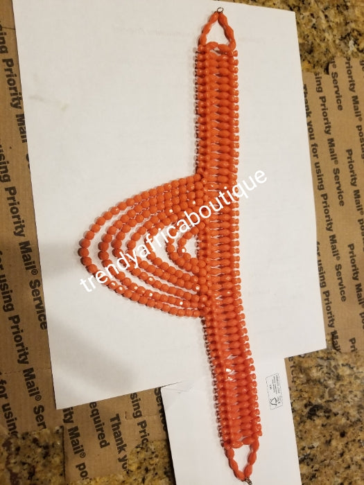 Bridal-accessories for Nigerian Traditional wedding ceremony. Coral necklace beads for Bride traditional wedding,  Edo/Bini Traditional wedding.