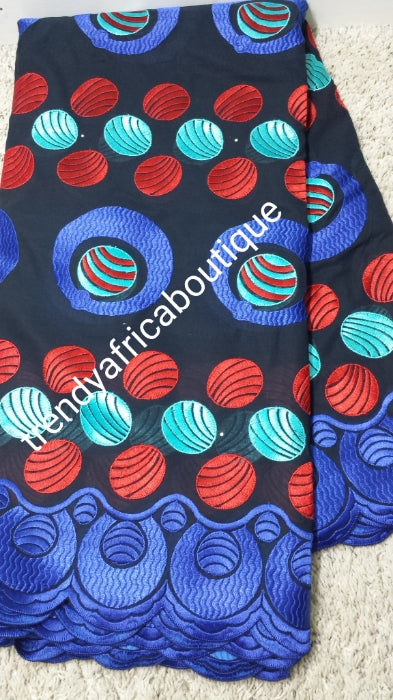 Sale: Original quality African Swiss Voile Lace fabric for making African  party outfit. Beautiful black/Red/royal blue embroidery.  Sold per 5yds. Price is for 5yds