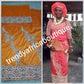 Nigerian traditional wedding . Beautiful orange Niger/Igbo/delta traditional wedding George wrapper. hand stoned with dazzling crystal stones to perfection. for special occasion. 2.5yds + 2.5yds + 1.8yds net blouse. Beautiful handcut border.