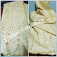 Classic embriodery yellow swiss lace fabric. Yellow lurex and crystal stones. Soft quality swiss lace with small holes all over. Classic design. Sold per 5yds, price is for 5yds. Ideal color for men or women Nigerian traditional outfit