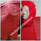 Reduced price: Red million stoned Aso-oke set. 4pc wide Gele with 72" long Ipele (shoulder shawl). Sold as a set. Price is for set. Nigerian Celebrant Aso-oke set + fila piece from Nigeria. All over Swarovski stone work on gele/ipele. Colmes with fila
