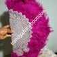 Bonus Offer magenta bedazzled Aso-oke. 4pc wide Gele with 72" long Ipele (shoulder shawl). Sold with or without feather fan. Nigerian Celebrant Aso-oke with matching  fila & feather fan from Nigeria. All over Swarovski stone work on gele/ipele