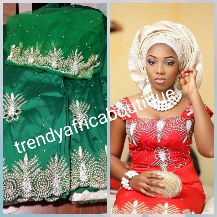 Sale sale; Green Nigerian Traditional George wrapper. Hand Beaded/ston ...