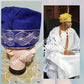 Royal blue embriodery Aso-oke men-cap for Native wear. Nigerian Traditional native cap for men. Agbada cap for men