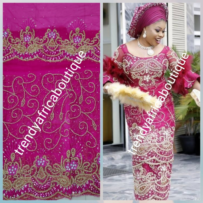 Choose your color: Produce-per-order Gorgeous hand beaded and stoned  Net wrapper for Igbo Traditonal Bridal wedding + 1.8yds matching net blouse. Full 2.5yds hand stoned + 2.5yds border stoned work.  2-3  weeks to produce in any color of your choice
