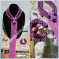 Clearance Purple/lilac 2 row choker beaded necklace with long droppings. Exclusive design for Nigerian/African weddings. Coral-necklace