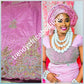 Sale sale; sweet pink taffeta George. Nigerian Traditional wedding George wrapper. Embellished with Beads and crystal stones 2.5yds + 2.5yds + 1.8 matching net blouse. Igbo/delta bride outfit.  Small-George. Ideal for bride 1st outing dress