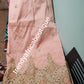 Original quality sweet peach with gold embriodery and beaded silk George wrapper. Nigerian traditional wedding George, Quality Indian-George. 5yds wrapper + 1.8yds net matching blouse. Aso-ebi available. Contact us for detail.