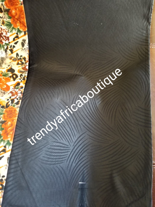 New arrival 4yds flower Ankara + 2yds plain combinations. Latest African  wax print fabric. Black  color mix poly cotton. AFRICAN wax print sold per 6yds. Price is for 6yds.