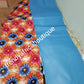 New arrival 4yds flower Ankara + 2yds plain combinations. Latest African  wax print fabric. Turquoise blue color mix poly cotton. AFRICAN wax print sold per 6yds. Price is for 6yds.
