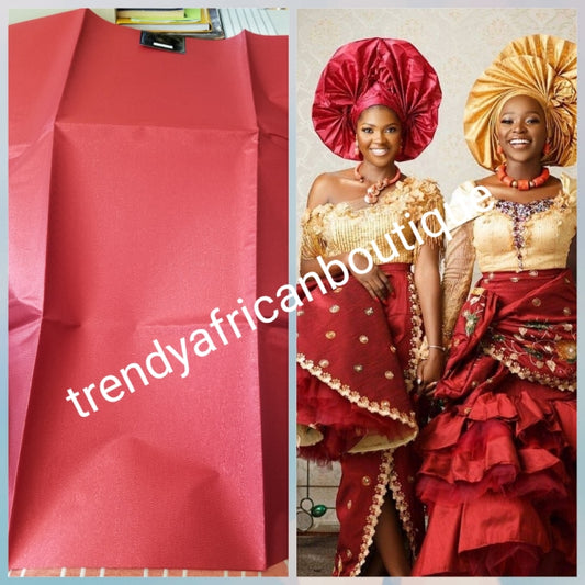 Plain Red Nigerian traditional head wrap/gele. Jubilee Regular-headtie size 72" long × 36" wide. Sold per pack. One big gele in a pack. Soft easy to make into gele