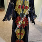 Ready to ship: Black dubai kaftan  dress. free flowing embellished with Multi sequence front and back dress to perfection. Availablein size, ,L, and XXL.. Chiffon includes headtie. 60' long