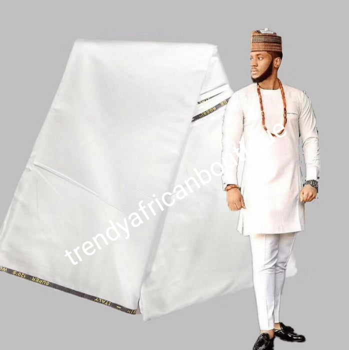 Pure white cashmere/wool blend quality  swiss voile lace fabric for Nigerian/African Men native outfit. Soft quality fabric.  Sold per 5yds. Price is for 5yds