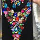 Clearance sale Multi color Crystal stones bridal  necklace Jewelry set. Beautiful Long crystal set. 18k gold plated