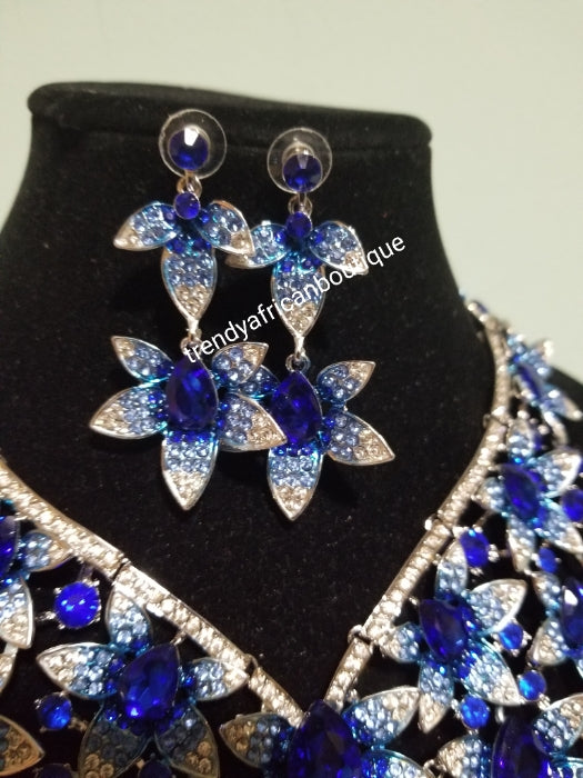 Clearance sale: royal blue/silver Crystals 2pcs wedding