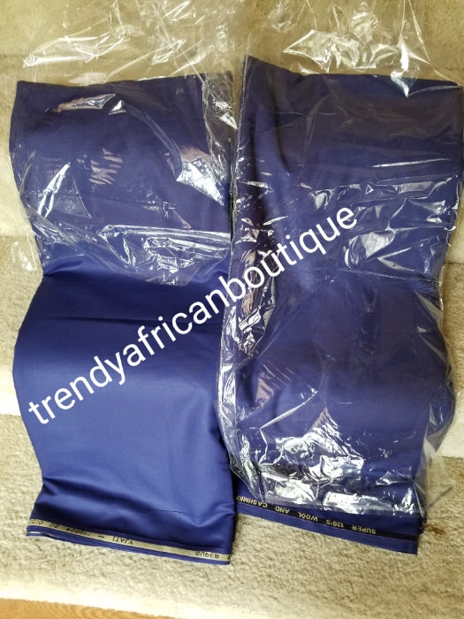 Navy blue cashmere/wool blend quality  swiss voile lace fabric for Nigerian/African Men native outfit. Soft quality fabric.  Sold per 5yds. Price is for 5yds