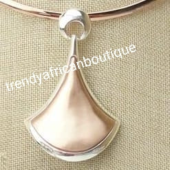 Rose Gold + silver 2 tone  18k rose gold  plated, 3 pcs pendant set. Top quality  African costume choker necklace set. Long lasting plating, hyoid allergenic plating
