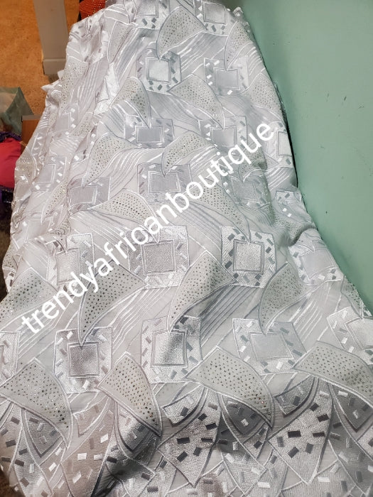 Sale Sale: Big White/White swiss lace fabric for Nigerian party. Celebrant with all over embriodery and crystal stones embellishments. 5ydss only and price is for the 5yds. Soft Luxurious texture