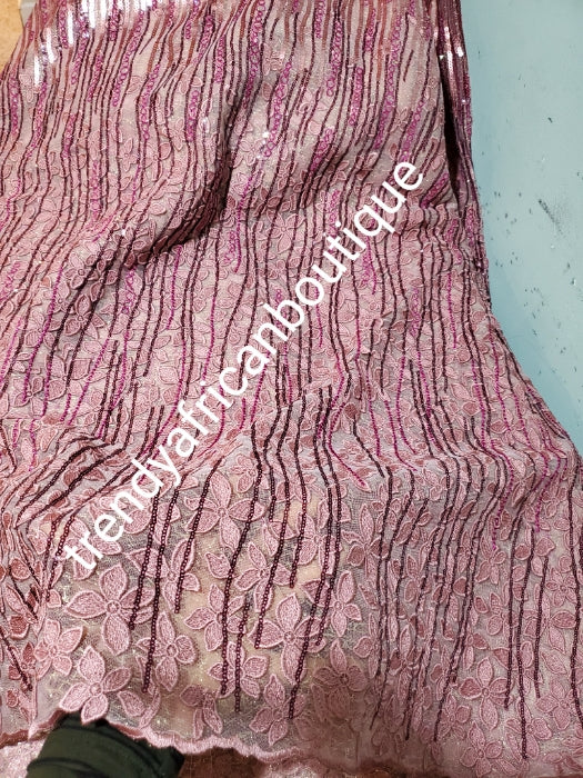 Sale: Exclusive sequence/flower petal swiss french lace fabric. Quality design for wrapper, skirt & blouse. Onion color Lace fabric sold per 5yds. Nigerian traditional wedding fabric