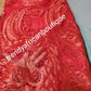 Clearance Coral African french lace fabric in sizzling sweet color. All over stones. Sold 5yds. Model shown rocking same Lace in purple sizzling evening gown