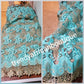 Sale: Sweet mint green/champagne embroided french lace fabric.  Sold per 5yds. Price is for 5yds. Beautiful swiss quality design for making Aso-ebi dresses