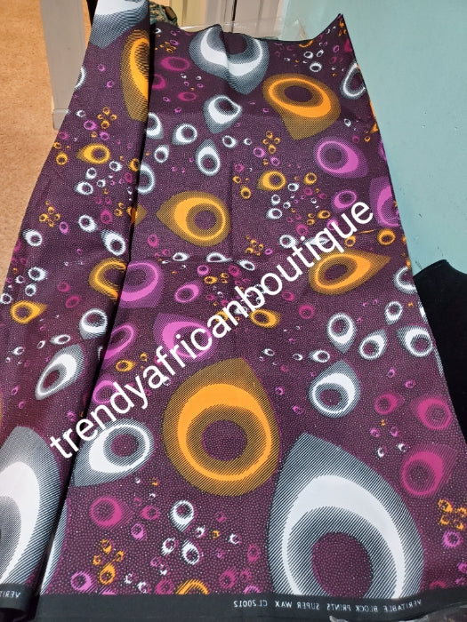 Purple/lilac veritable cotton Ankara wax print fabric. Sold per 6yds. Price is for 6yds. Soft texture. Excellent quality for making fabulous African outfit