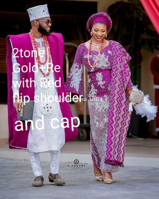 Balance payment for Custom made order  2 swarovaski million stones Stoned Aso-oke gele/ipele +  embriodered Agbada & cap. Produce per order only. Quality weave aso-oke 6-8 weeks for production.