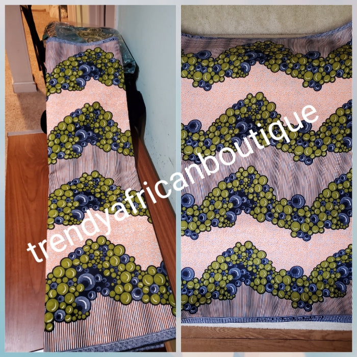 New arrival Beautiful African cotton  Wax print fabric. Peach /grape cluster design. High quality Ankara print. Sold per 6yds.