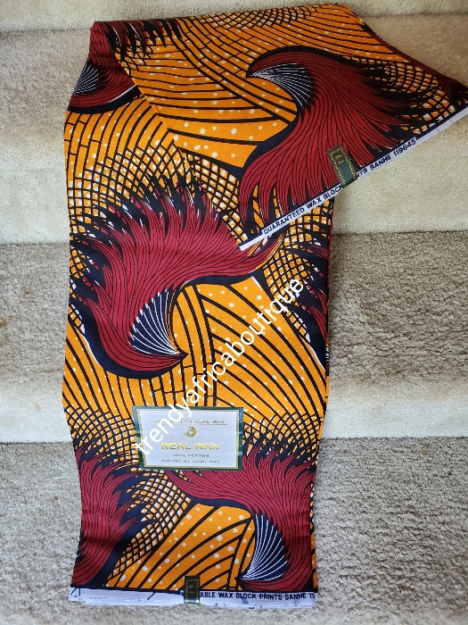 Superior quality Veritable Ankara African cotton wax print. Luxery quality. Nigerian/African wax print fabric sold in 6yds.  100% cotton.