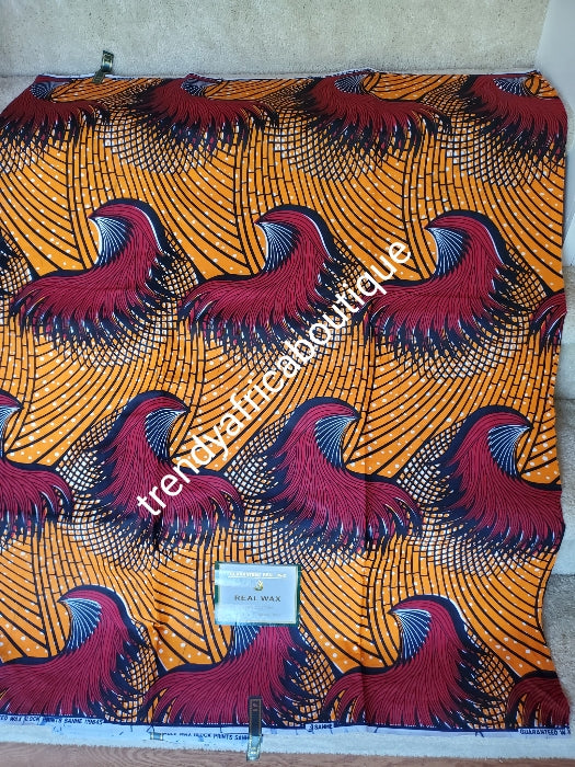 Hochwertiger echter Ankara-Wachsdruck aus afrikanischer Baumwolle. Luxuriöse Qualität. Stoff mit nigerianischem/afrikanischem Wachsdruck, verkauft in 6 Yards. 100% Baumwolle.