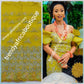 6.5yds. Sweet yellow net George fabric embellished with dazzling Crystals. For that special occasion/igbo Traditional  Bridal outfit- net George wrapper/fabric 6.5yds. Use for making red carpet outfit. Model shown use similar fabric