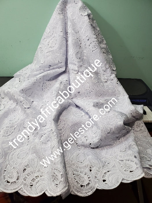 Sale, Sale: Big handcut pure White/White swiss lace fabric for Nigerian party. Embellished Celebrants crystal stones. Sold per 5yds. Price is for 5yds