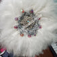 Pure White/silver Feather hand fan. Small round feather fan with silver handle Nigerian  Bridal-accessories front and back design
