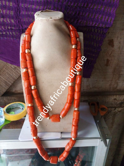 Ready to ship Edo Coral-necklace set for husband and wife. Beautiful rose petal broch + earrings the  lady necklace set. bracelet and matching Ring for Nigerian Traditional ceremony. Special price, Sold as a set