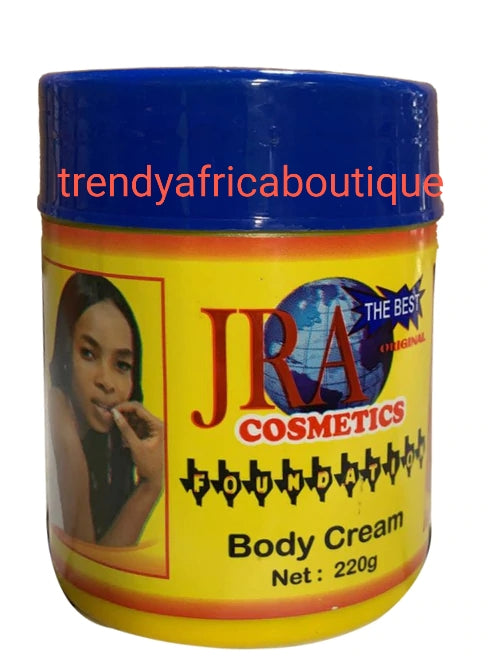 Original JRA foundation cream for face cream.  Can also also be use on whole body! For all skin colors and types. Contains no hash whitening ingredients. Brightens and clear skin blemishes. 220g jar