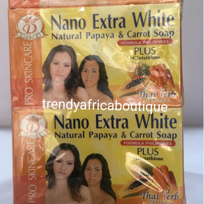 3 pcs set Nano magic portion whitening lotion 500ml, extra white soap and night cream with papaya and carrot 15g. Active ingredients kojic acid, beta carotene. Original Nano!!!