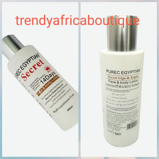 Original Purec Egyptian secret skin lightening face & body lotion. 400ml. Rich in collagen, natural ingredients giga and Arbutin. Hydroquinone free!!