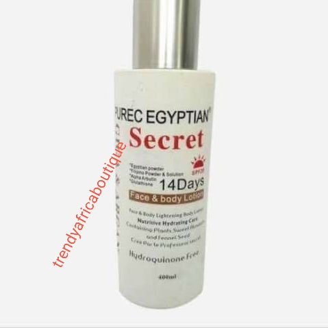 Original Purec Egyptian secret skin lightening face & body lotion. 400ml. Rich in collagen, natural ingredients giga and Arbutin. Hydroquinone free!!
