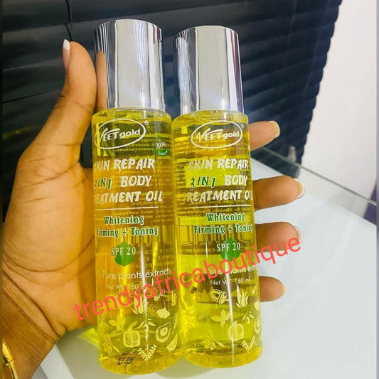 Authentic VEETGOld 3 in 1 body treatment, skin repair body treatment oil for all skin colors/types.  Lighten, tone and firming oil spf20. 150ml bottle. Serum/oil