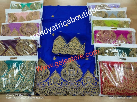 Aso-ebi order:  make per order minimum order 12 pcs. Quality taffeta silk George, Quality embriodery + stone work. 5 yards + 1.8yds matching George. Price is for order 12 pcs and up please. You can choose the color you want. Allow 6-8 weeks.