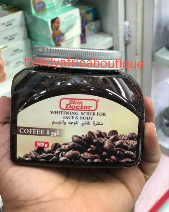Skin Doctor face and body whitening Coffee scrub for all skin type, gently exfoliates and remove dead skin cells. 500g jar.