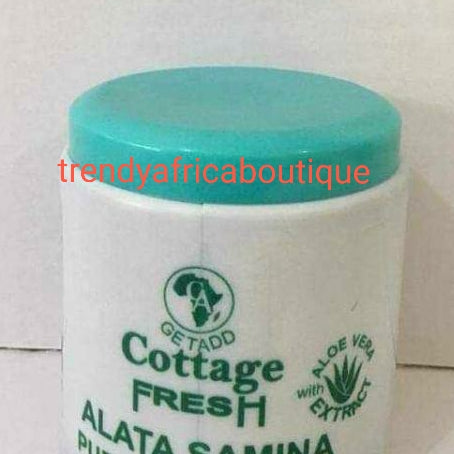 Original GETADD cottage fresh Ghana Alata Samina Pure Herbal soap, "Aloe Vera extracts"" for all skin type. Pure organic black soap with natural ingredients to remove pimples, stretch marks and Glow your skin!!.500g jar