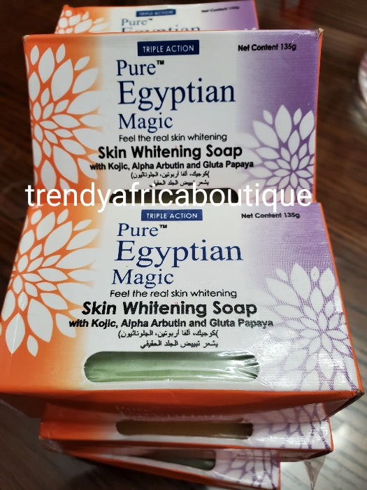 Triple Action: Pure Egyptian magic whitening face and body soap with Alpha arbutin, kojic acid & gluta papaya.