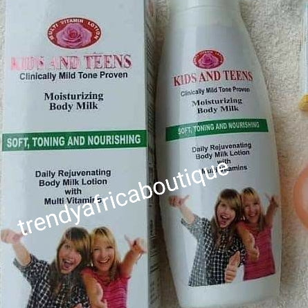 kids and Teens moisturizing body milk. Soft, tone and Nurishes with multi vitamins 350ml + 2 bar soap sale. Original body lotion!!